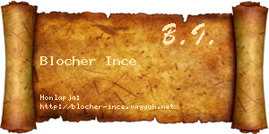 Blocher Ince névjegykártya